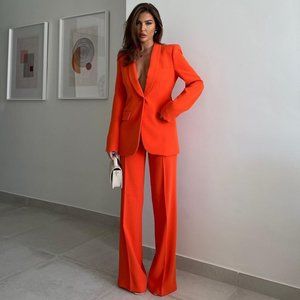 BLOGGER'S FAVE! Zara Fluid Flare Pants Pumpkin Sz Small NWT